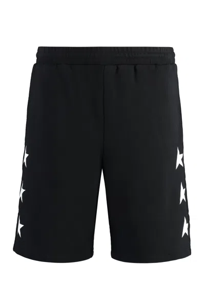 Golden Goose Black Cotton Diego Bermuda Shorts In Black,white