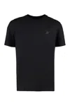 Golden Goose Men Black Crewneck T-shirt With Star Detail On The Front In Cotton Man In Black