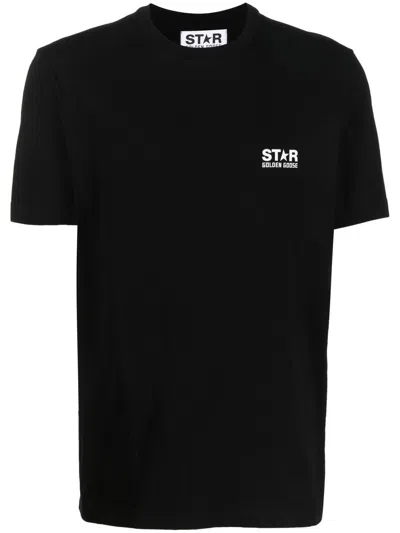 GOLDEN GOOSE GOLDEN GOOSE BLACK COTTON T-SHIRTS AND POLOS