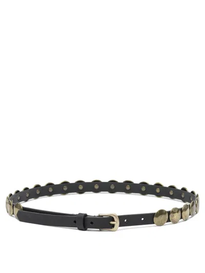 Golden Goose Black Cow Leather Belt In Multi