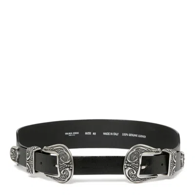 Golden Goose Black Cow Leather Belts In Brown