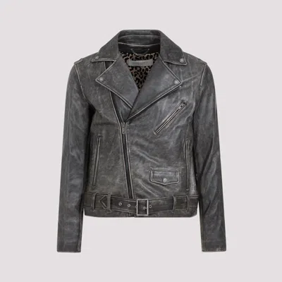 GOLDEN GOOSE BLACK COW LEATHER CHIODO JACKET