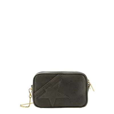 Golden Goose Black Crossbody Bag With Removable Chain-link Shoulder Strap And Star Patch On The Fron