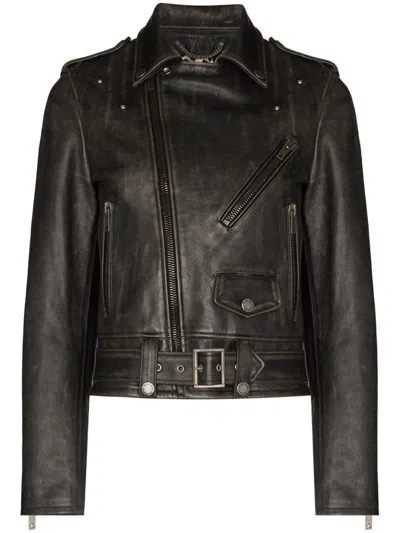 Golden Goose Black Distressed-effect Biker Jacket