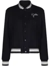 Golden Goose Wool Blend Bomber With Embroidered Logo In Beige