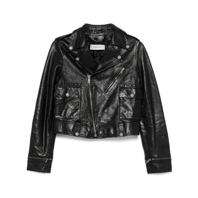 GOLDEN GOOSE GOLDEN GOOSE BLACK JACKETS - LEATHER JACKETS WOMEN