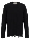 Golden Goose Journey Distressed Checkerboard Wool Sweater In Black