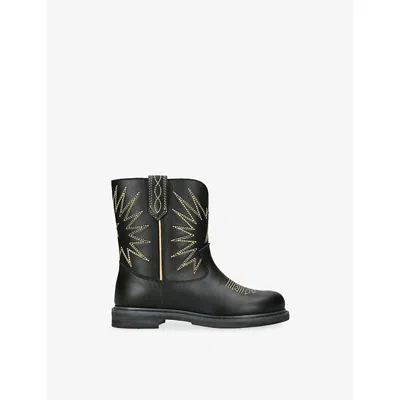 Golden Goose Black Kids' Wish Star Leather Boots Eur 30 / 12 Uk