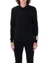 Golden Goose Wool Knit Polo Embroidered Detail In Black