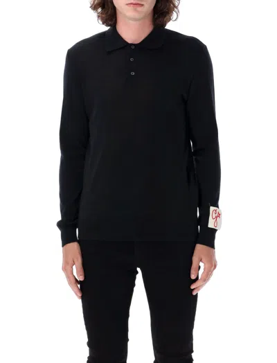 GOLDEN GOOSE BLACK KNIT POLO
