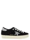 Golden Goose Hi Star Suede Sneakers With Glittered Star And Heel Tab In Black