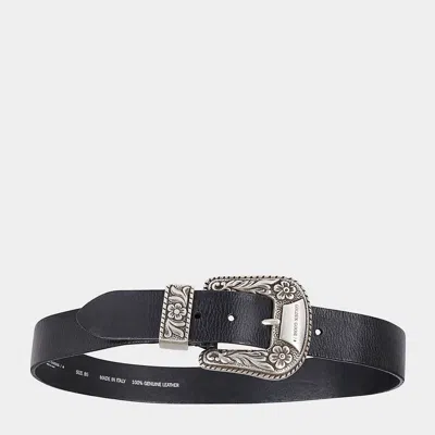 Golden Goose Black Leather Belt In Blue