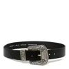 Golden Goose Leather Belt With Decorated Silver Buckle In Black