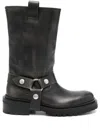 Golden Goose Distressed Black Leather Kurt Boots With Silver Accents In Black