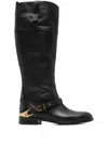 Golden Goose Charlie Leather Knee-high Boots In Black