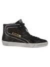 Golden Goose Deluxe Brand Women Slide Classic Suede High-top Sneakers With Glitter Inserts In Black