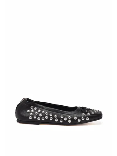 Golden Goose Black Leather Studded Flats