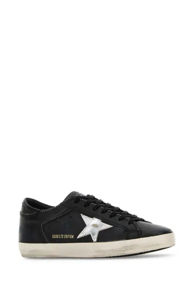 Golden Goose Black Leather Superstar Classic Sneakers In Blacksilver