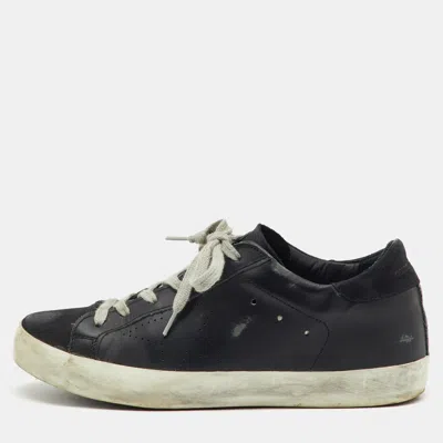 Pre-owned Golden Goose Black Leather Superstar Low Top Sneakers Size 37