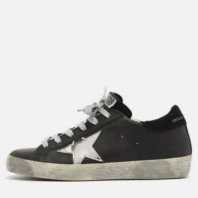 Pre-owned Golden Goose Black Leather Superstar Sneakers Size 35
