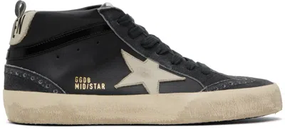 Golden Goose Black Mid Star Sneakers In Black/beige