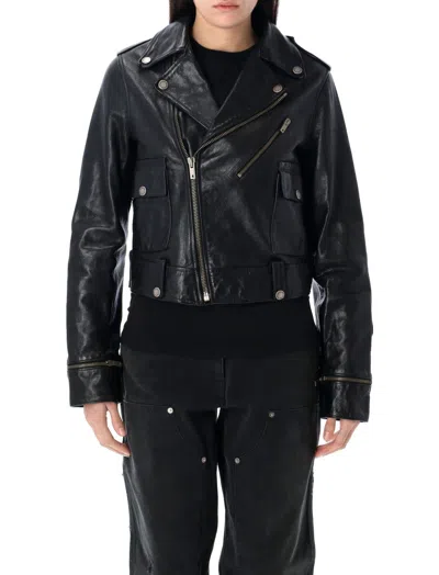 GOLDEN GOOSE BLACK NEVADA LEATHER BIKER JACKET