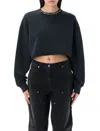 Golden Goose Golden Cropped Crewneck Sweatshirt In Black