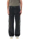 Golden Goose Relaxed Fit Black Cotton Utility Trousers In Black