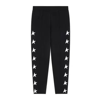 Golden Goose Black Relaxed-fit Jogging Pants With Star Motifs In 80203