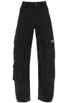 GOLDEN GOOSE BLACK RIPSTOP CARGO PANTS WITH GUSSET POCKETS FOR WOMEN