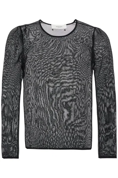 GOLDEN GOOSE GOLDEN GOOSE  BLACK SEMI-TRANSPARENT SWEATER