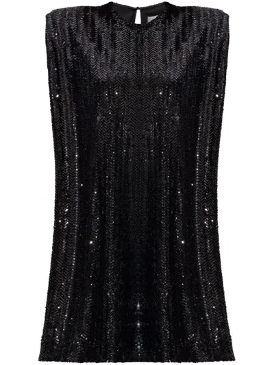 GOLDEN GOOSE BLACK SEQUINED MINI DRESS