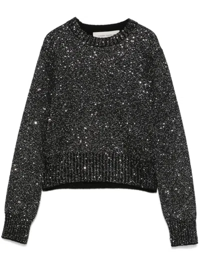 GOLDEN GOOSE BLACK SEQUINED WOOL BLEND JUMPER