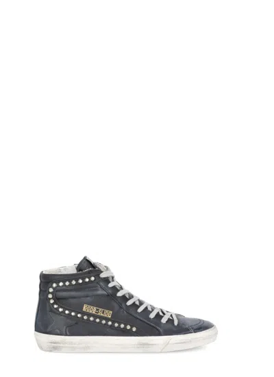 Golden Goose Black Smooth Leather Sneakers In Gray