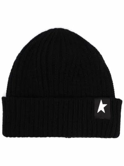 GOLDEN GOOSE BLACK STAR BEANIE HAT