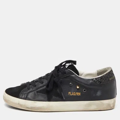 Pre-owned Golden Goose Black Suede And Leather Superstar Low Top Sneakers Size 39