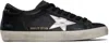 Golden Goose Super-star In Black Leather With White Leather Star And Heel Tab In Black/silver