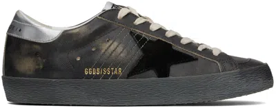 Golden Goose Black Super-star Sneakers In Black/silver