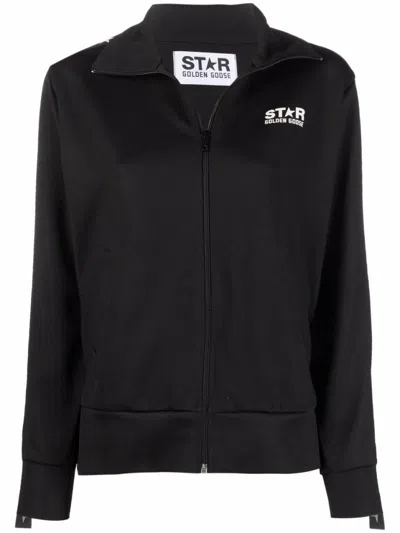Golden Goose Black Sweater With Logo And Star Detailing