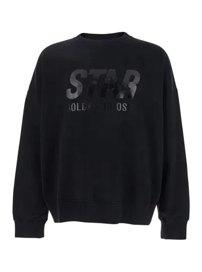 Golden Goose Black Sweatshirt With Logo Printed On The Front