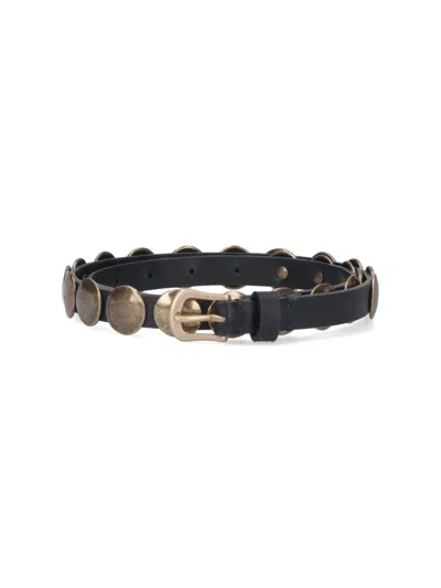 Golden Goose Black Trinidad Gold-tone Studded Leather Belt In Pattern