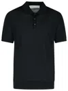 Golden Goose Black Polo With Short Sleeves And Ribbed Hem In Virgin Wool Man