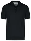 Golden Goose Black Polo With Short Sleeves And Ribbed Hem In Virgin Wool Man In Black