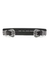 Golden Goose Black Leather Belt With Ornate Silver-tone Buckle In Black
