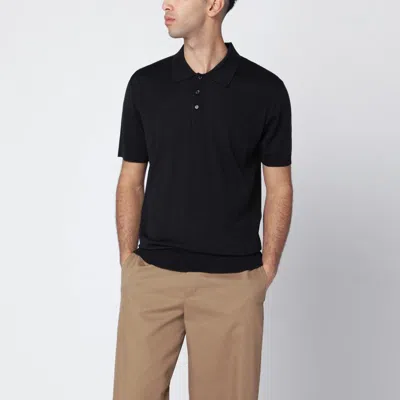 Golden Goose Black Wool Polo Shirt In Animal Print