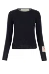 Golden Goose Black Merino Wool Sweater With Golden Applications For Women