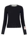 Golden Goose Crew Neck Wool Sweater With Lace Hem In 50501