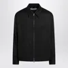 Golden Goose Black Zip Jacket In Wool Gabardine Men In Black