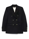 Golden Goose Navy Blue Double-breasted Jacket With Flap Pockets In Azul