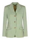 Golden Goose Light Green Single-breasted Jacket In Wool In Green